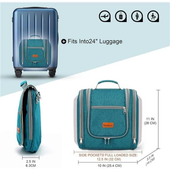 Hanging Toiletry Bag Extra Large Travel Organizer Makeup Cosmetic Bag Blue - Picture 2 of 8